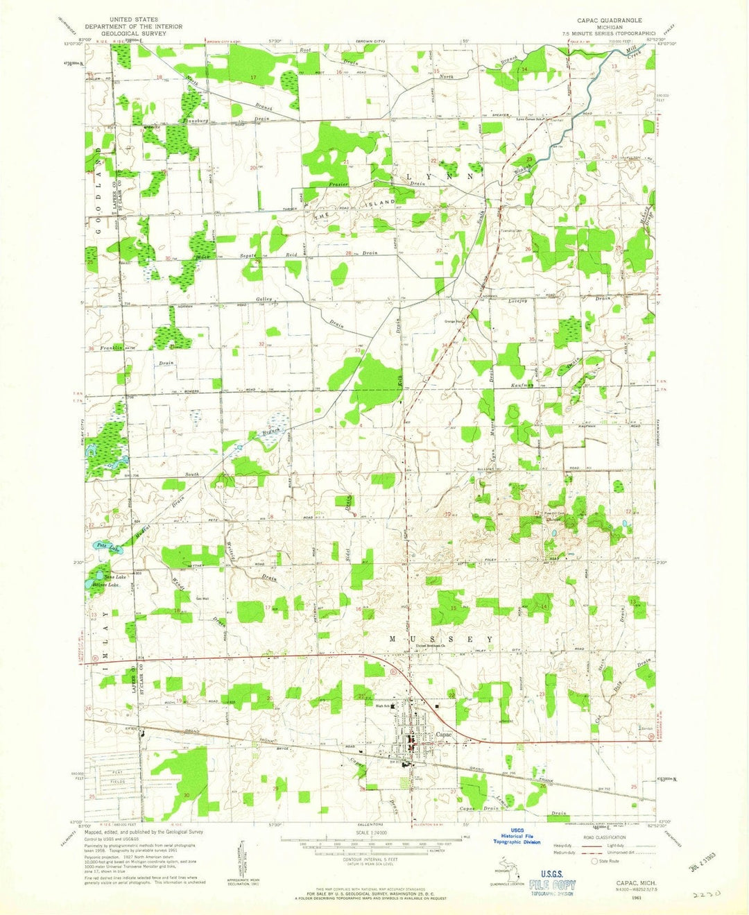 1961 Capac, MI - Michigan - USGS Topographic Map