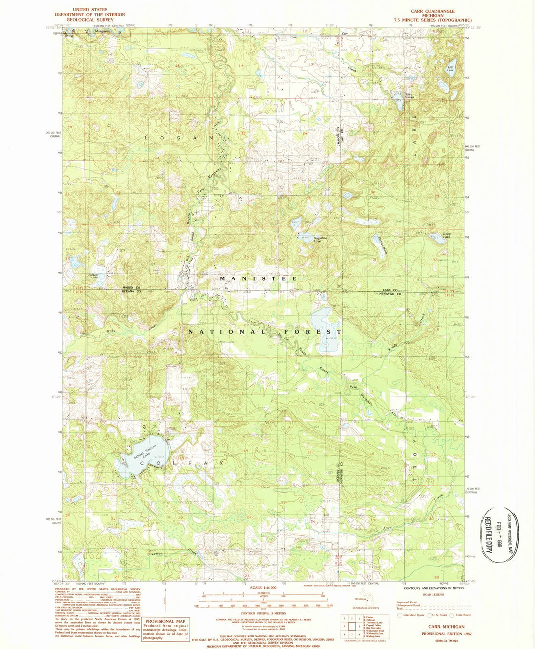 1987 Carr, MI - Michigan - USGS Topographic Map
