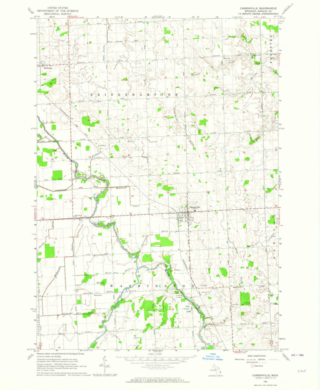 1963 Carsonville, MI - Michigan - USGS Topographic Map