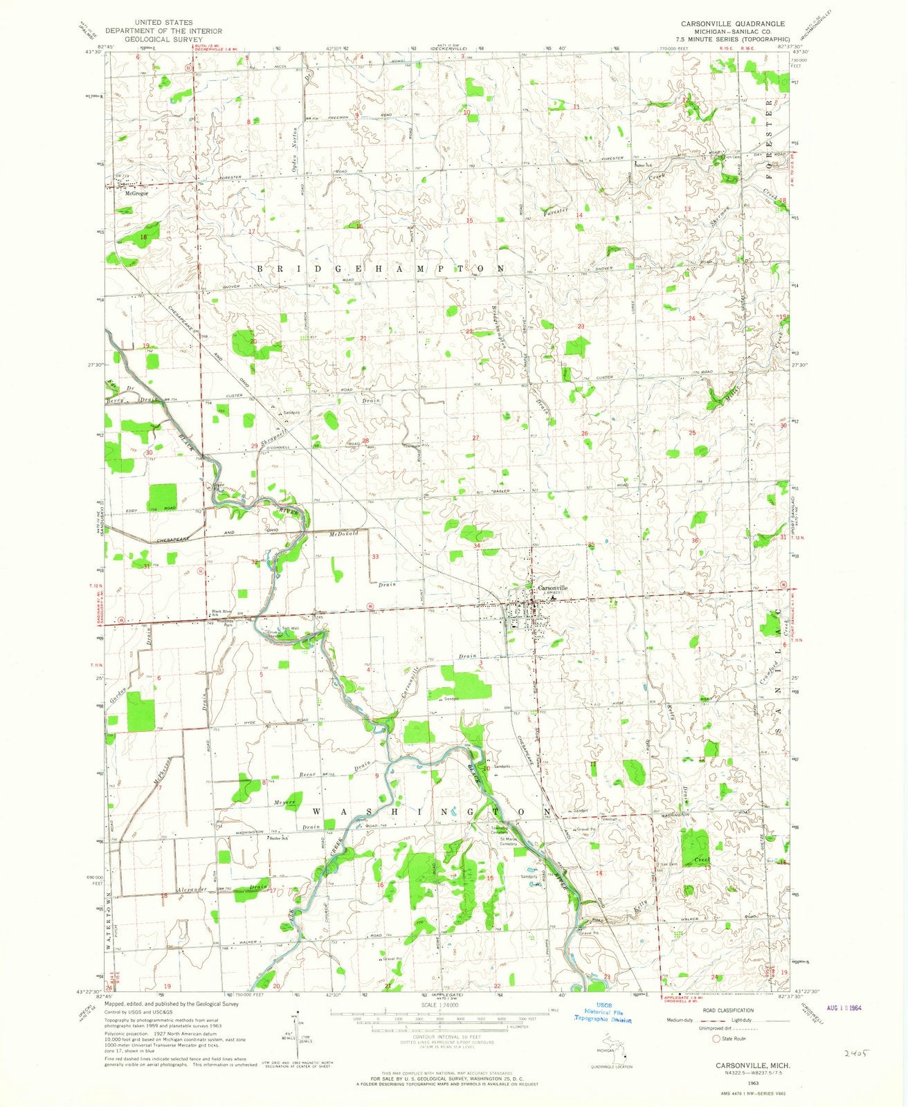 1963 Carsonville, MI - Michigan - USGS Topographic Map