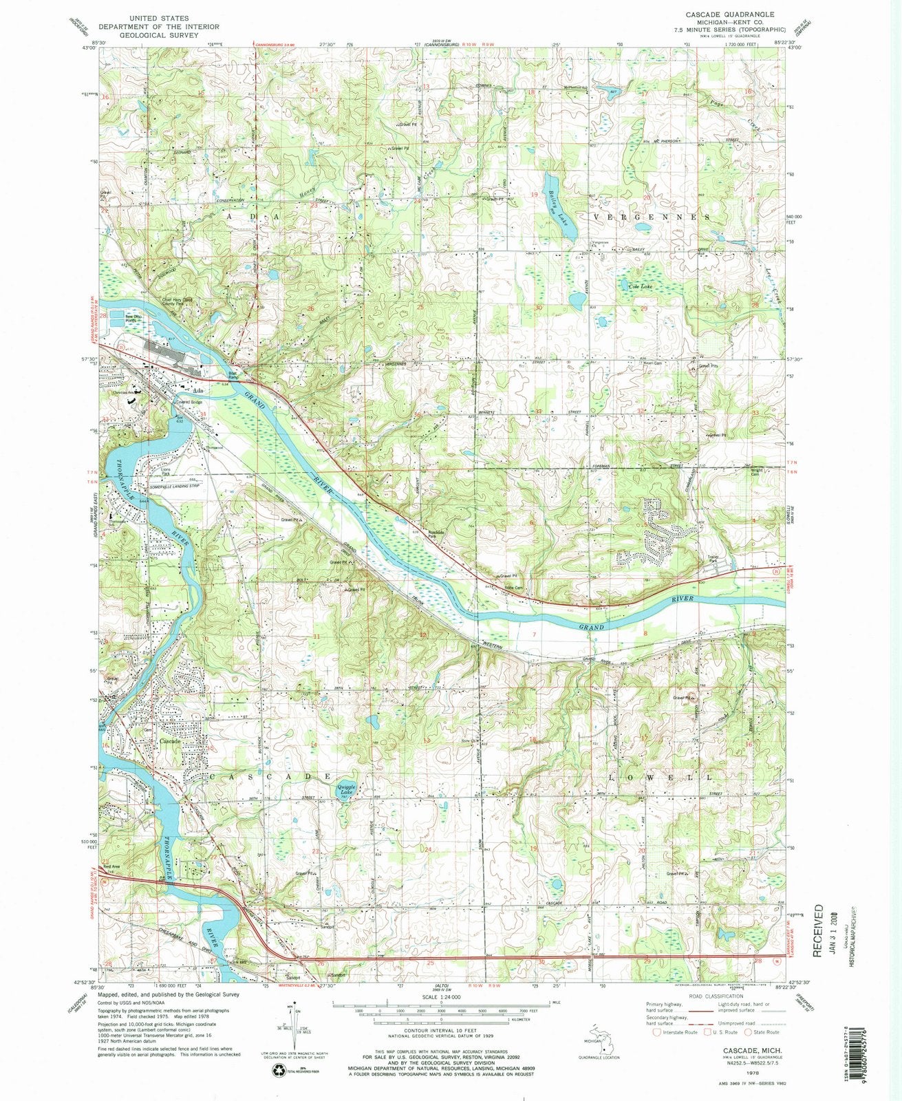 1978 Cascade, MI - Michigan - USGS Topographic Map