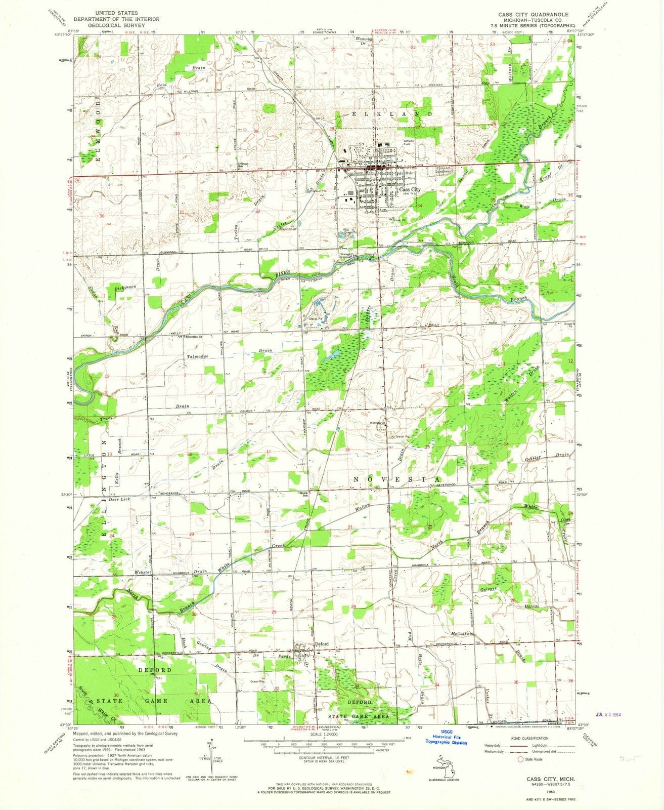 1963 Cass City, MI - Michigan - USGS Topographic Map