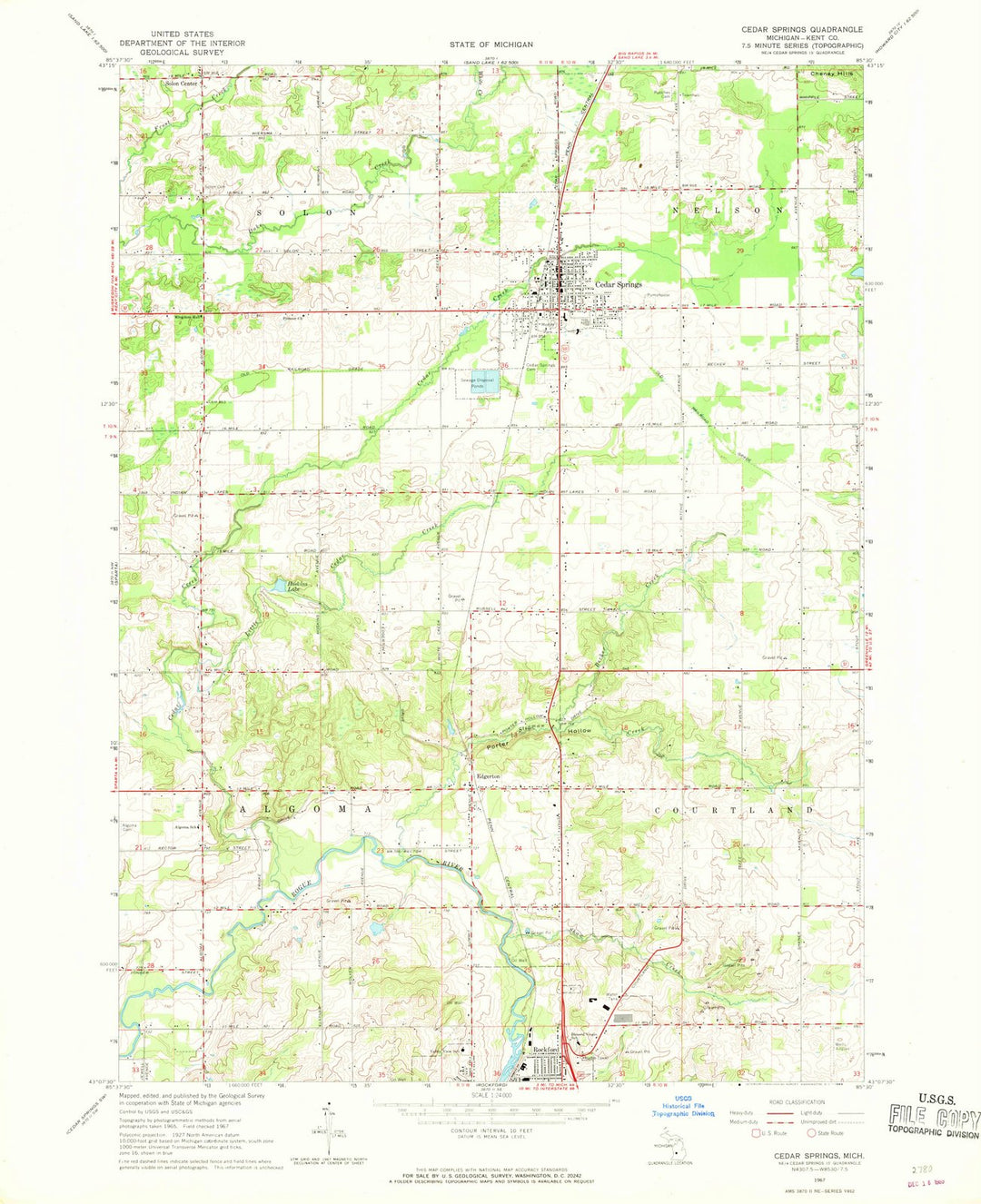 1967 Cedar Springs, MI - Michigan - USGS Topographic Map v2