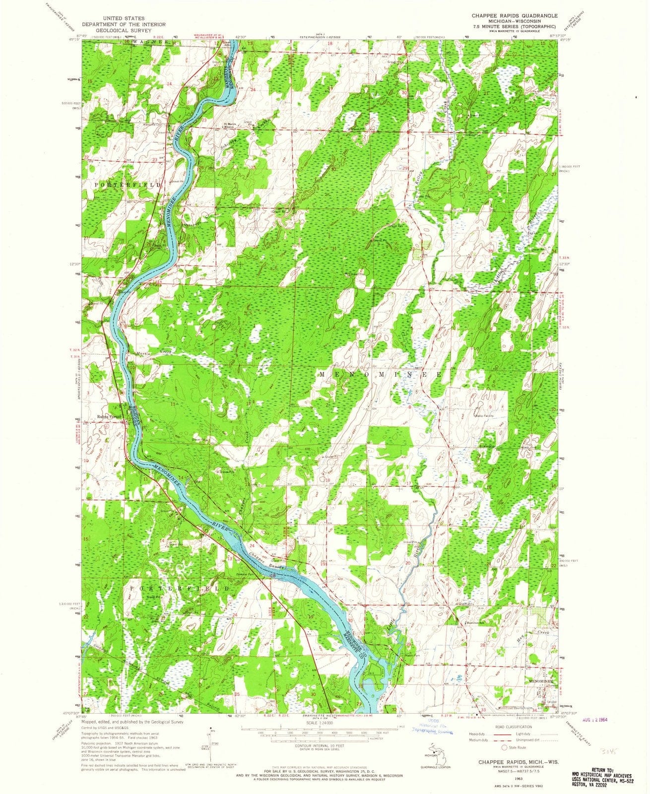 1963 Chappee Rapids, MI - Michigan - USGS Topographic Map