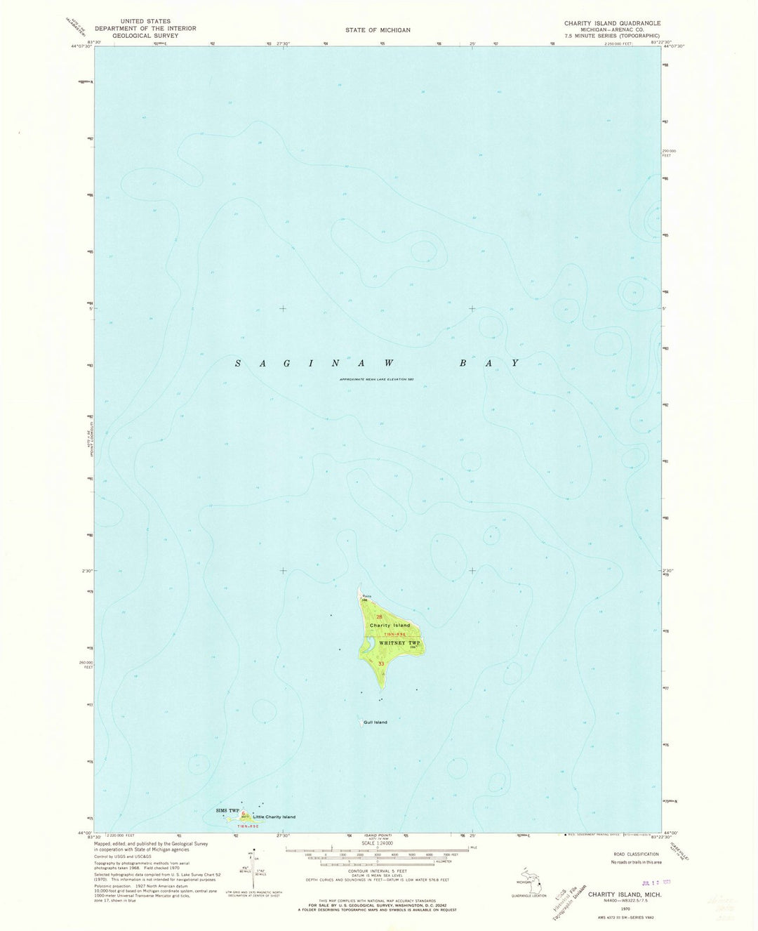 1970 Charity Island, MI - Michigan - USGS Topographic Map