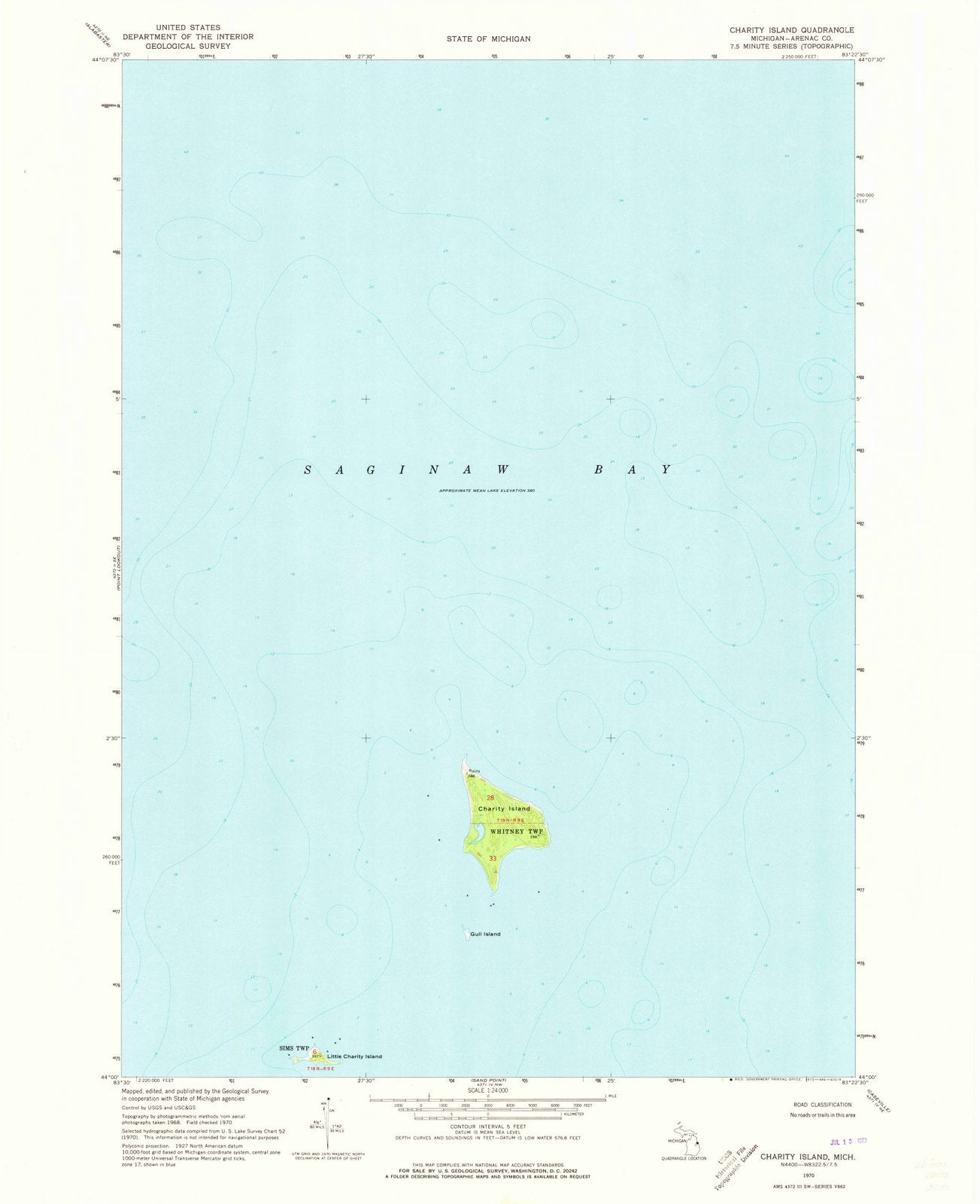 1970 Charity Island, MI - Michigan - USGS Topographic Map