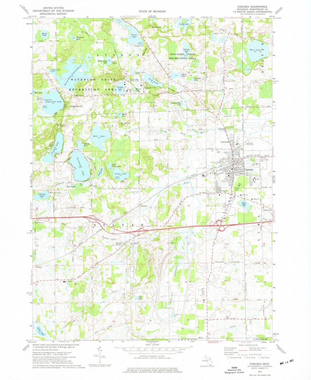 1973 Chelsea, MI - Michigan - USGS Topographic Map