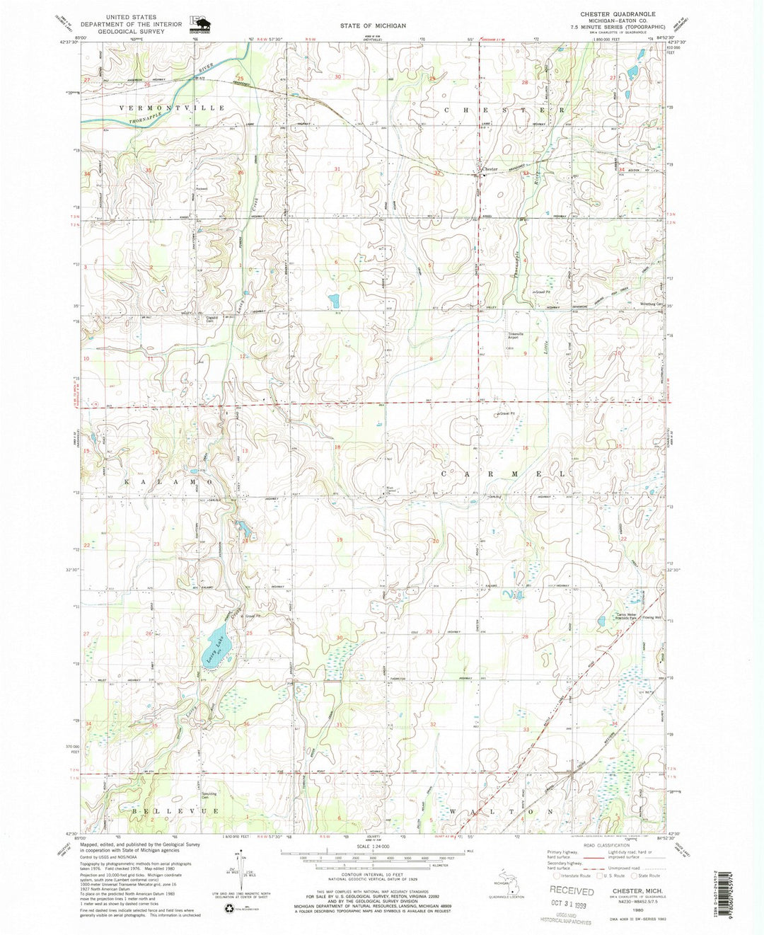 1980 Chester, MI - Michigan - USGS Topographic Map