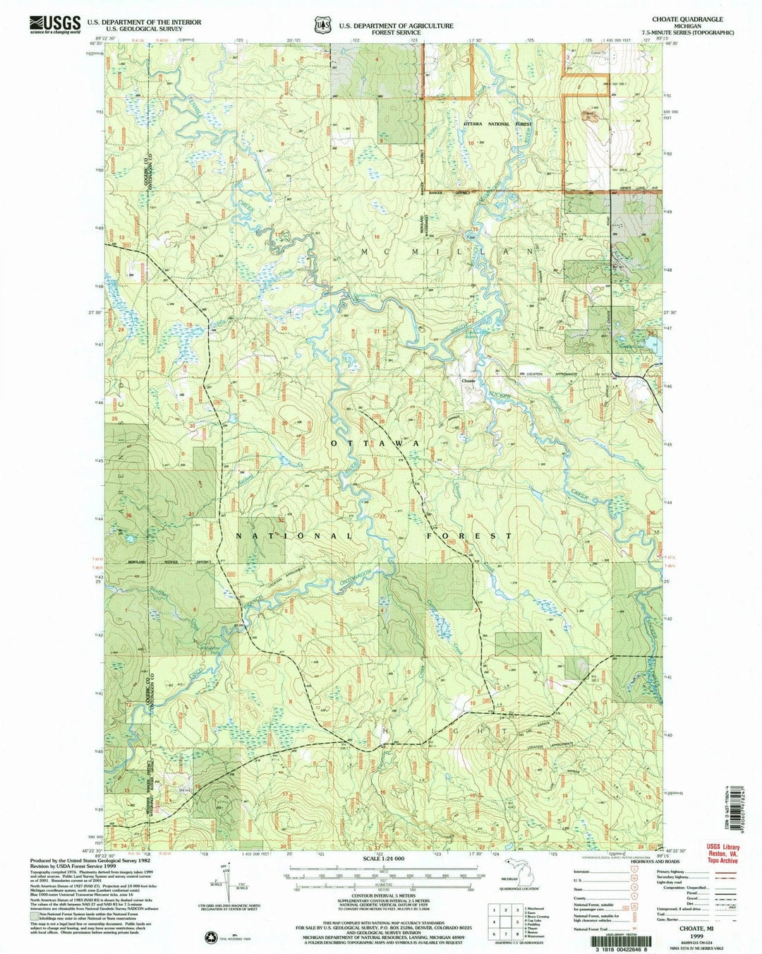 1999 Choate, MI - Michigan - USGS Topographic Map