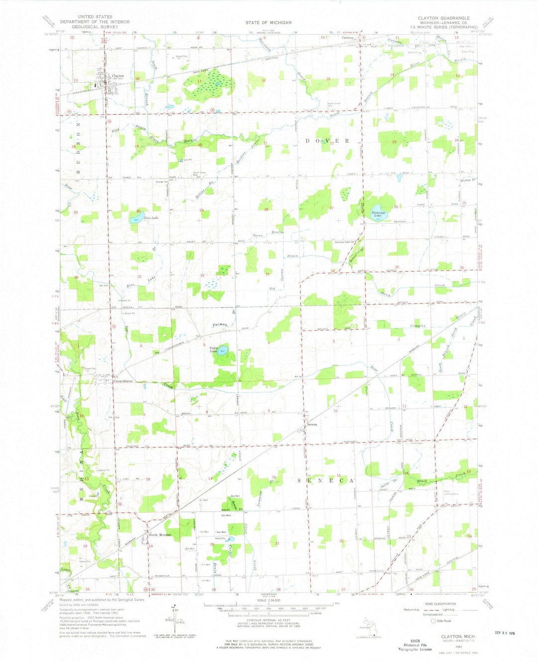 1962 Clayton, MI - Michigan - USGS Topographic Map