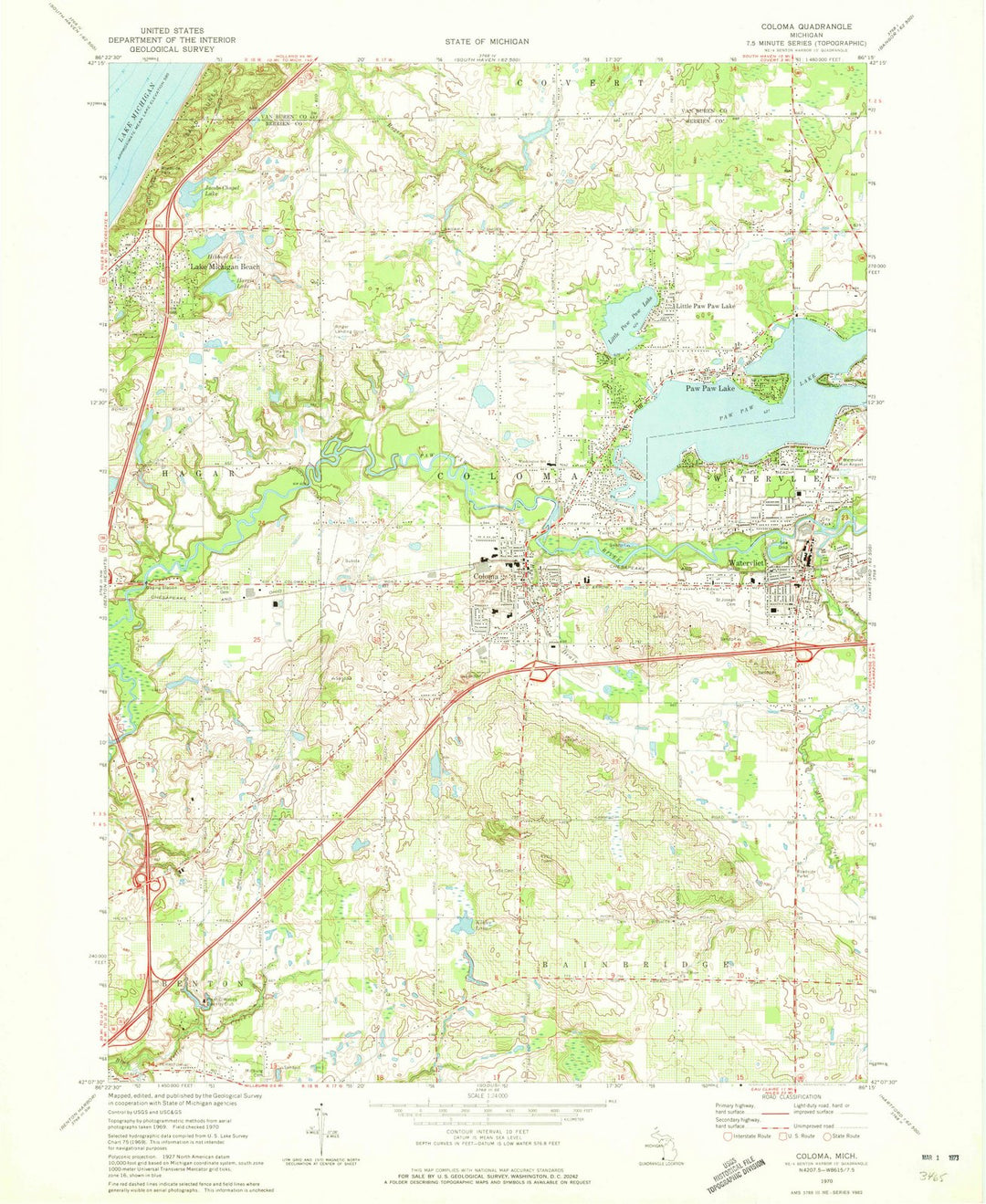 1970 Coloma, MI - Michigan - USGS Topographic Map