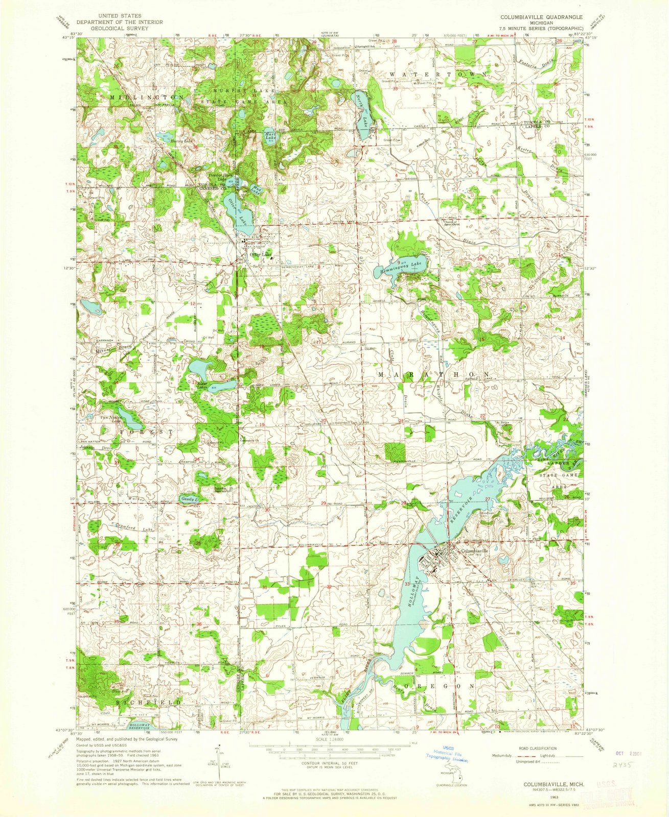 1963 Columbiaville, MI - Michigan - USGS Topographic Map