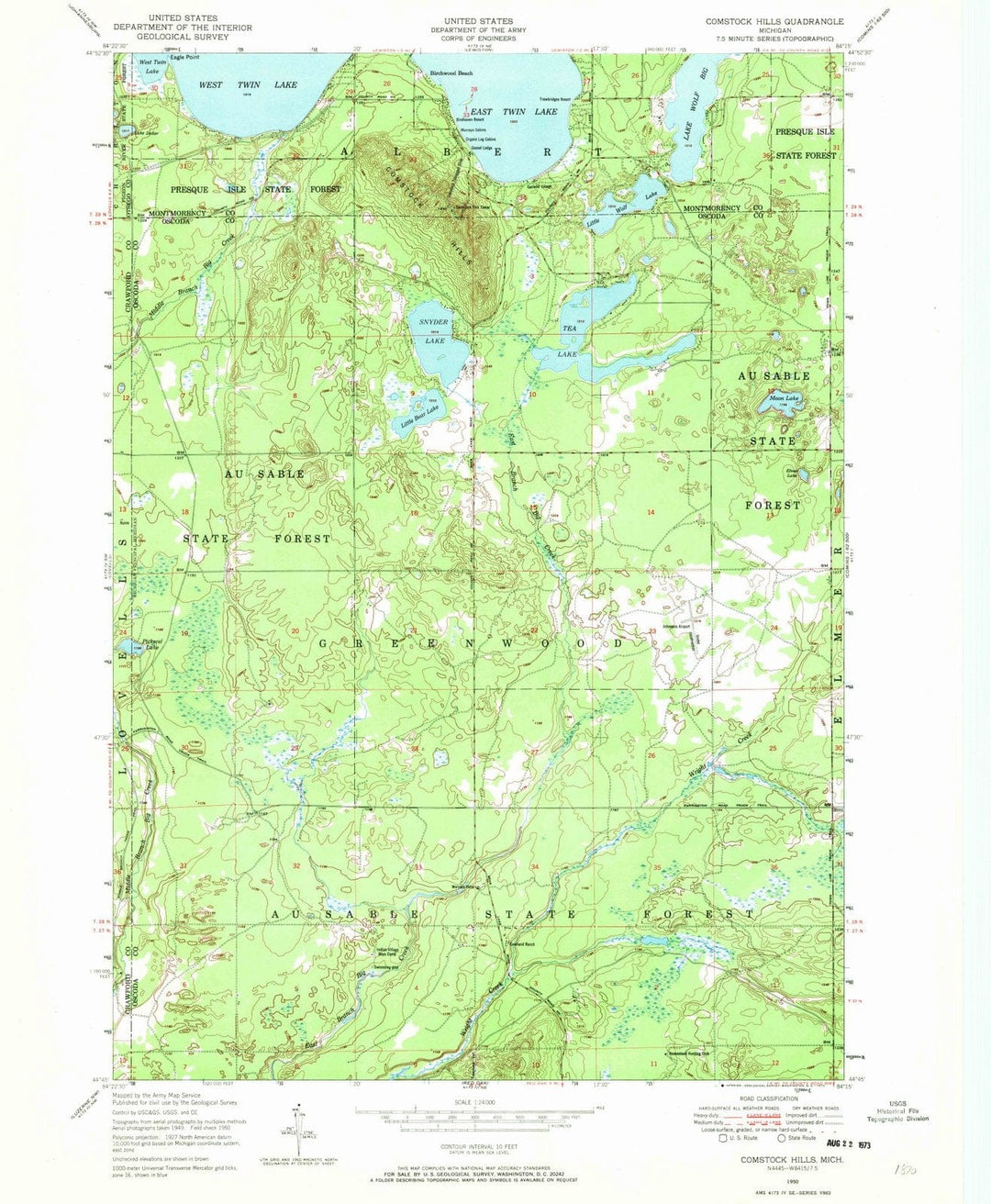 1950 Comstock Hills, MI - Michigan - USGS Topographic Map