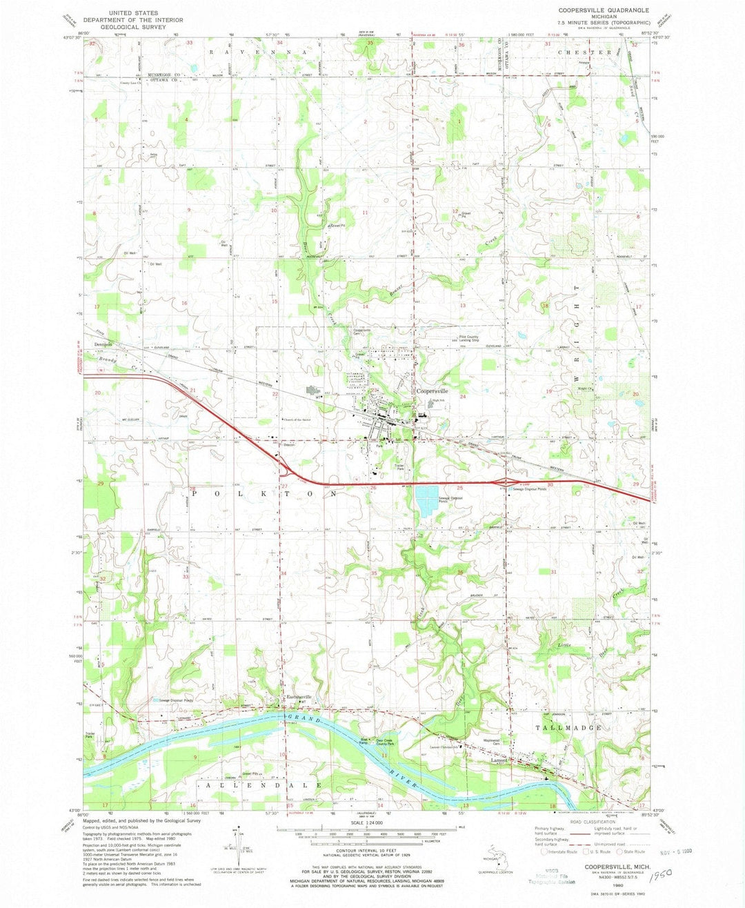 1980 Coopersville, MI - Michigan - USGS Topographic Map