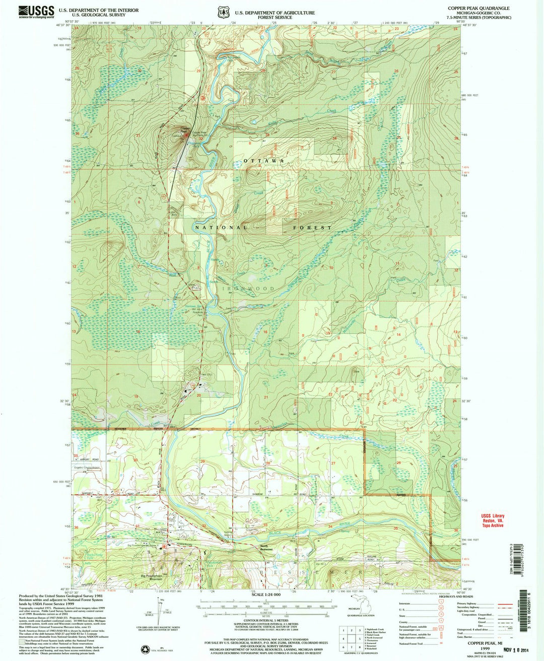 1999 Copper Peak, MI - Michigan - USGS Topographic Map