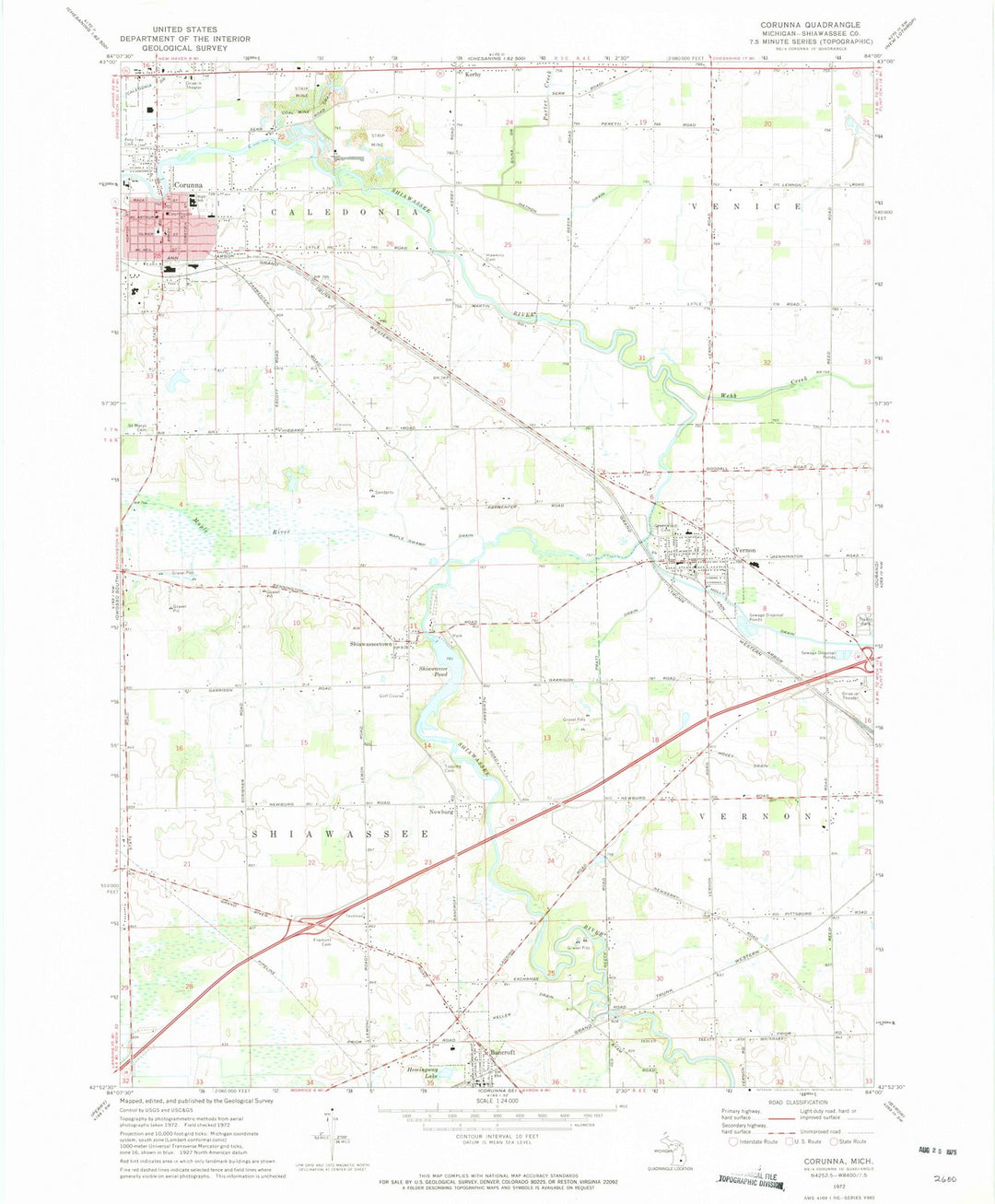 1972 Corunna, MI - Michigan - USGS Topographic Map