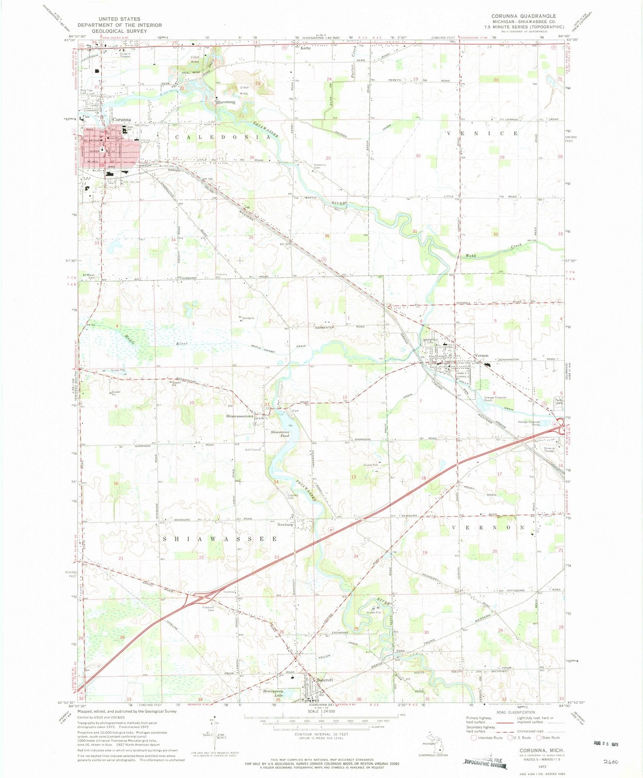 1972 Corunna, MI - Michigan - USGS Topographic Map