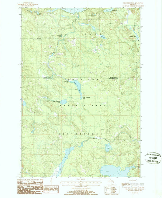 1986 Cranberry Lake, MI - Michigan - USGS Topographic Map
