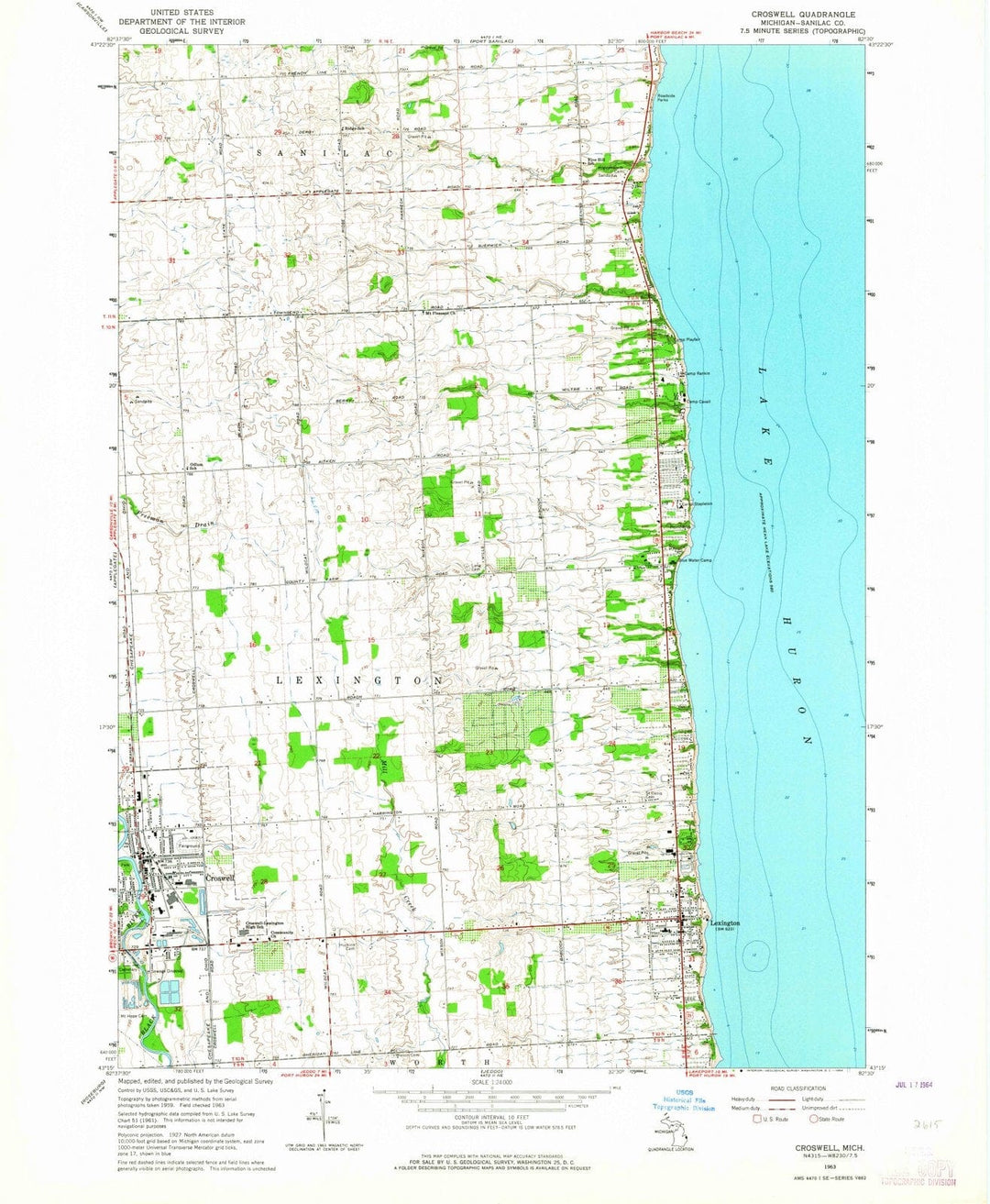 1963 Croswell, MI - Michigan - USGS Topographic Map