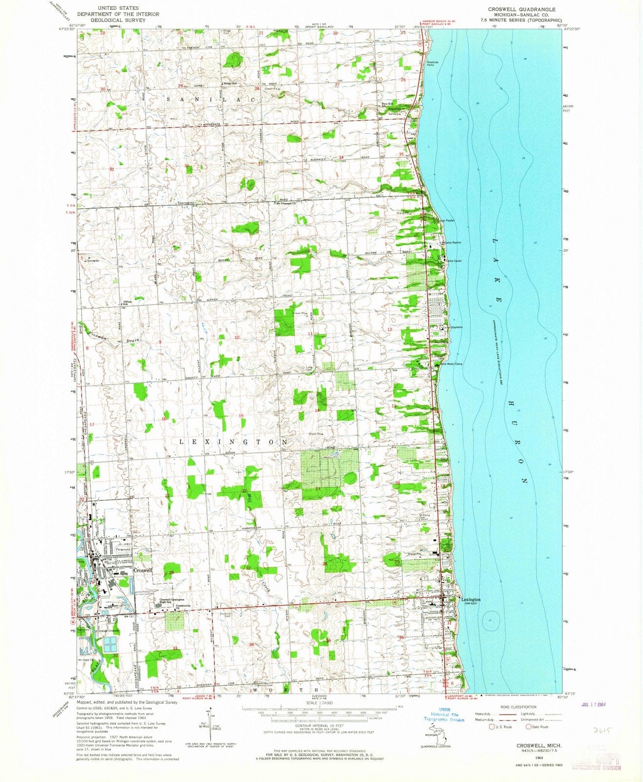 1963 Croswell, MI - Michigan - USGS Topographic Map