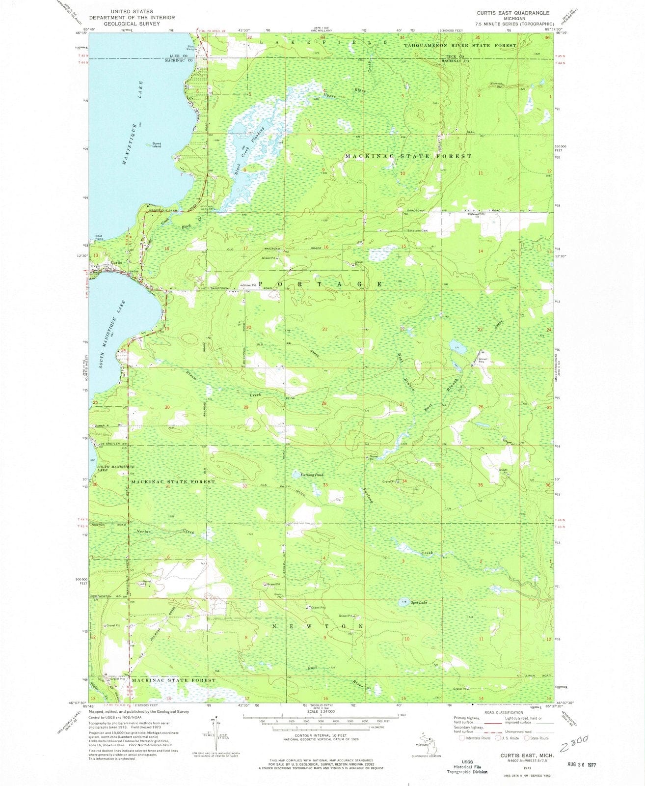 1973 Curtis East, MI - Michigan - USGS Topographic Map