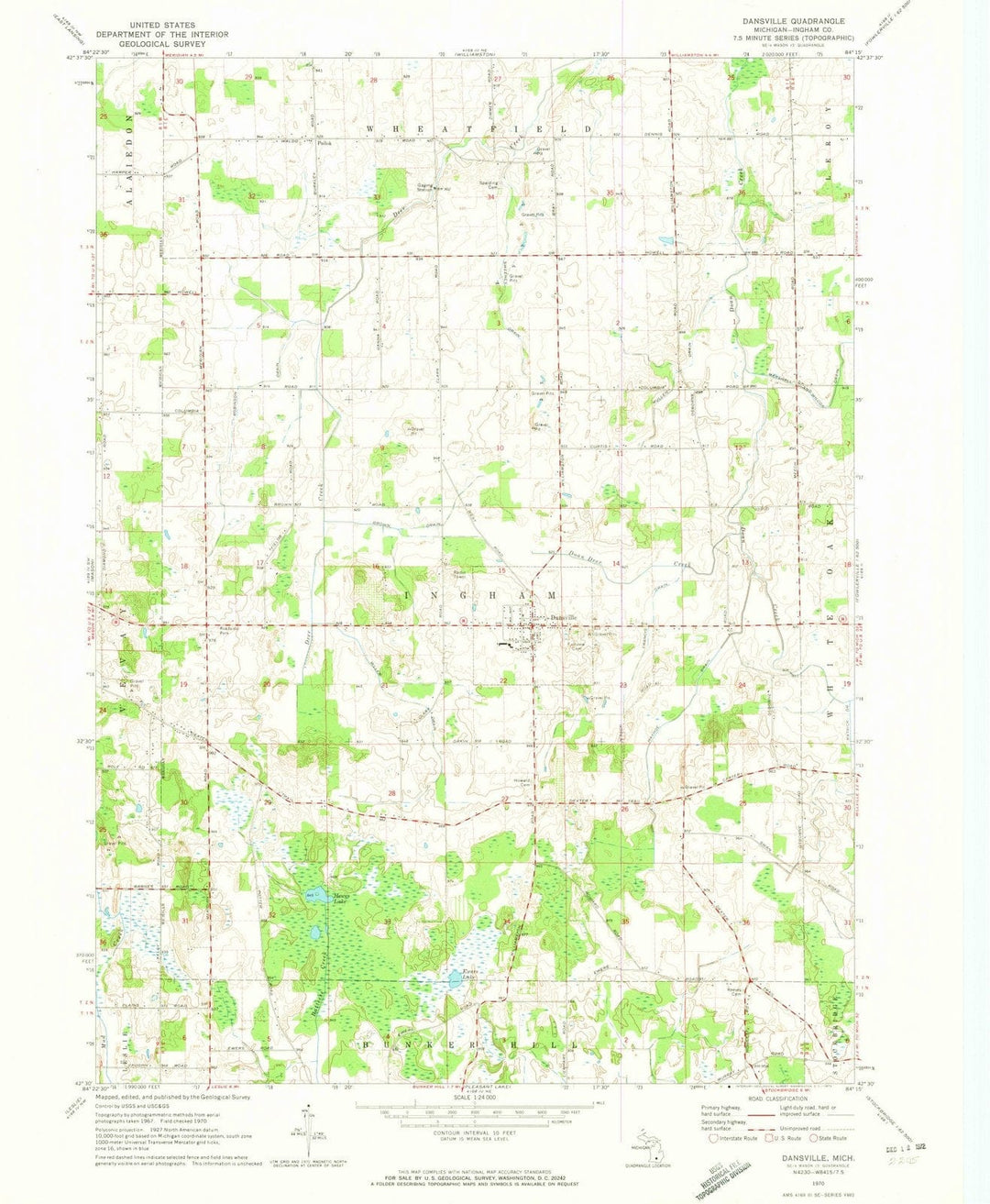 1970 Dansville, MI - Michigan - USGS Topographic Map