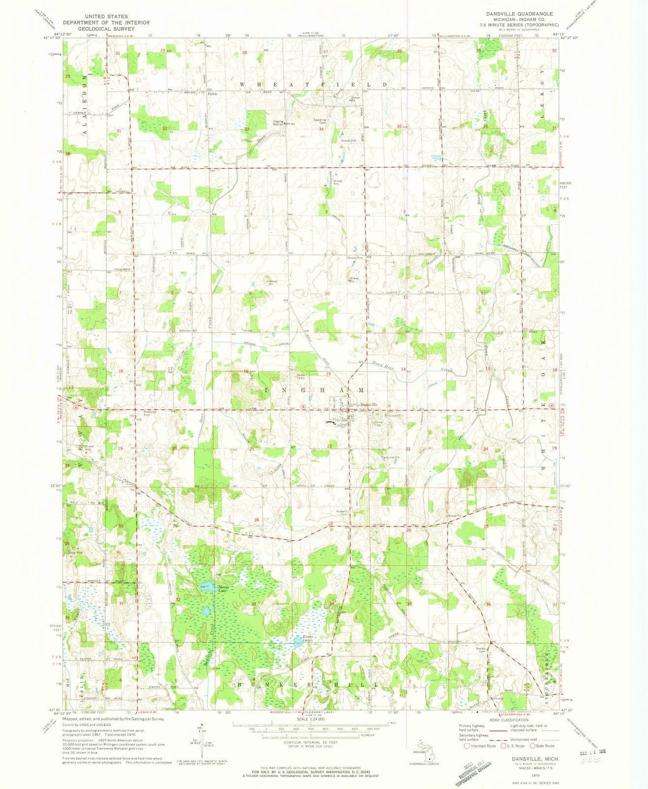 1970 Dansville, MI - Michigan - USGS Topographic Map