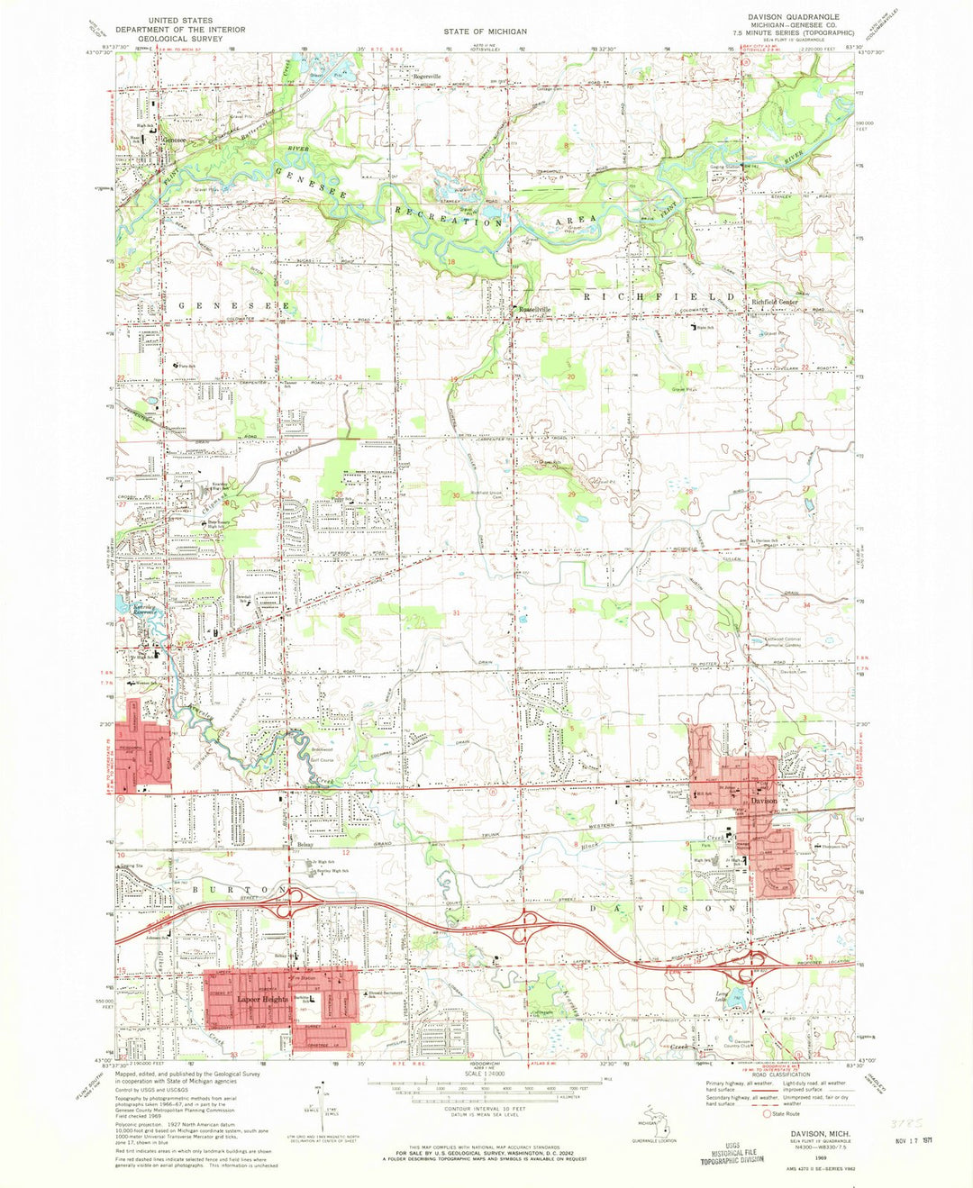1969 Davison, MI - Michigan - USGS Topographic Map