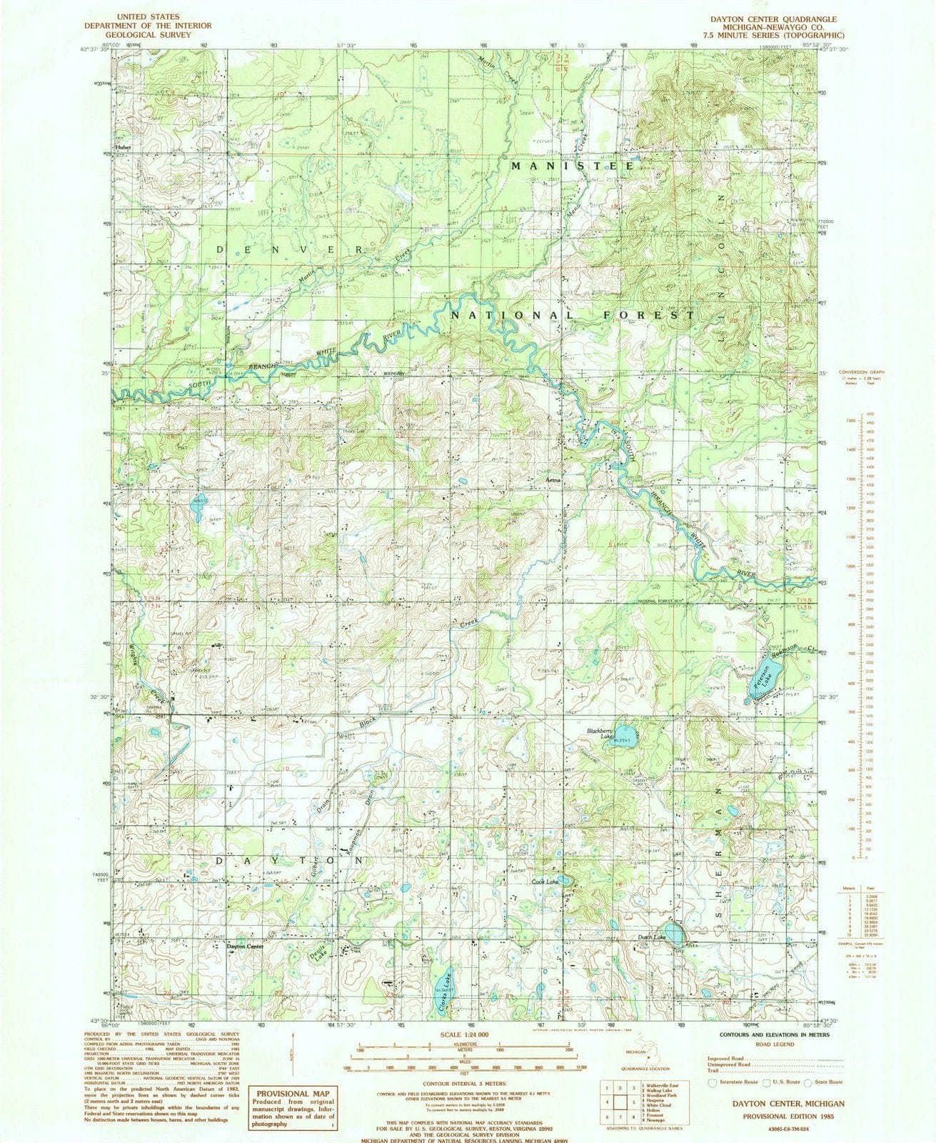 1985 Dayton Center, MI - Michigan - USGS Topographic Map