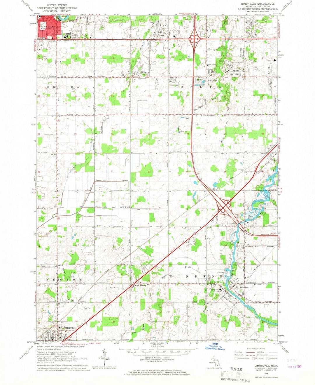 1965 Dimondale, MI - Michigan - USGS Topographic Map