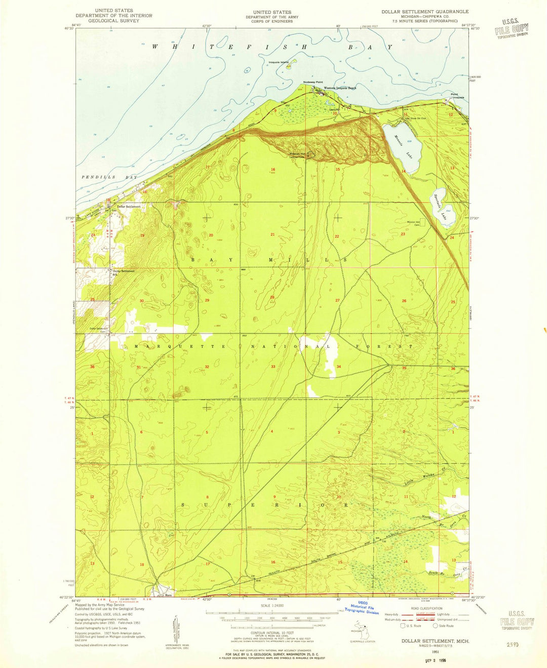 1951 Dollarttlement, MI - Michigan - USGS Topographic Map