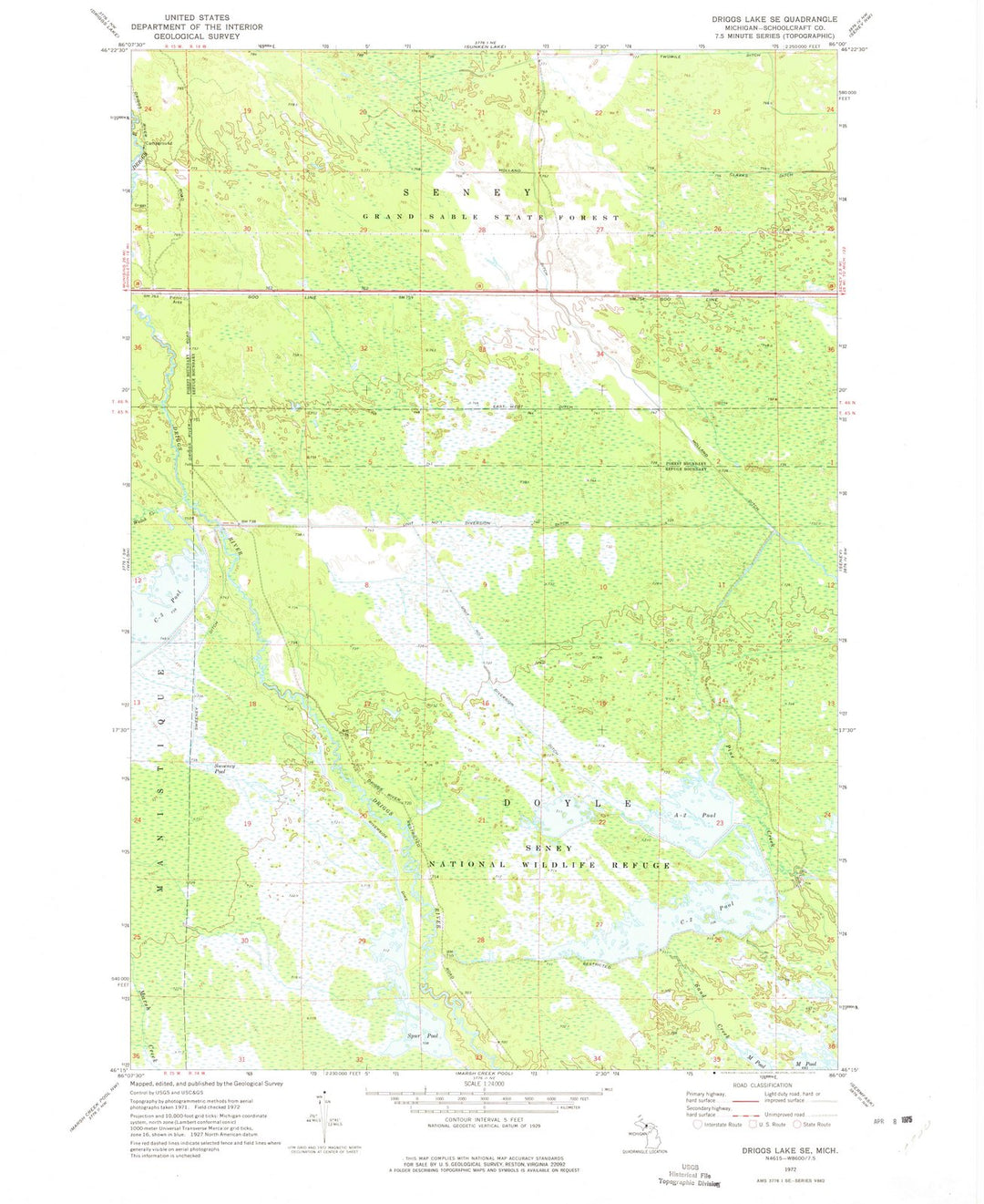 1972 Driggs Lake, MI - Michigan - USGS Topographic Map