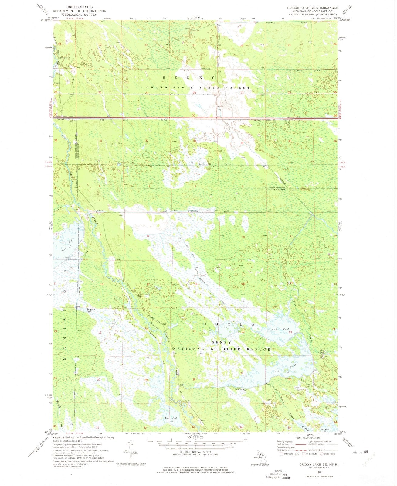 1972 Driggs Lake, MI - Michigan - USGS Topographic Map