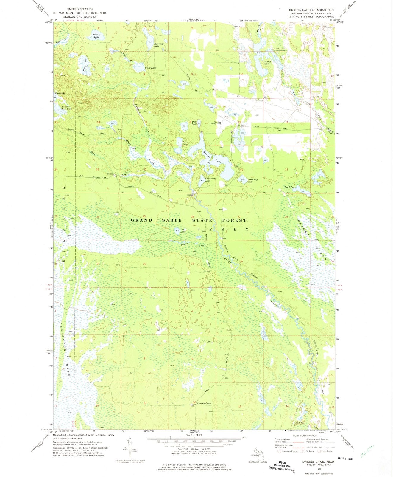 1972 Driggs Lake, MI - Michigan - USGS Topographic Map v2