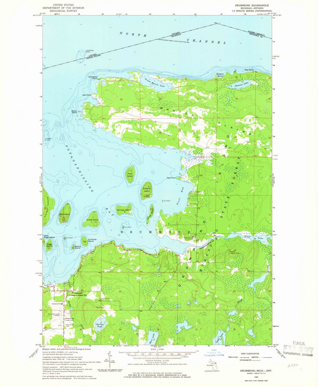 1964 Drummond, MI - Michigan - USGS Topographic Map v2
