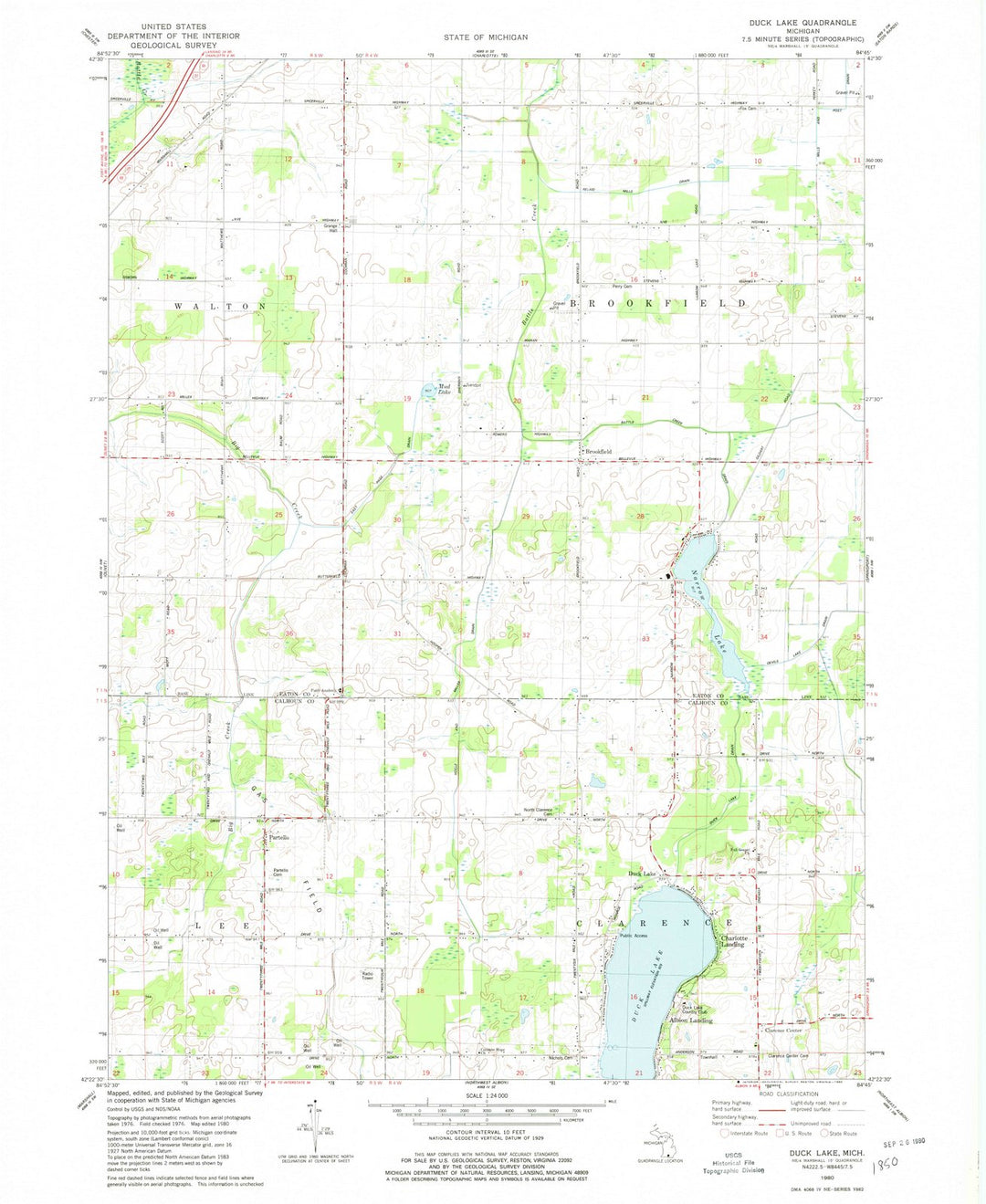 1980 Duck Lake, MI - Michigan - USGS Topographic Map