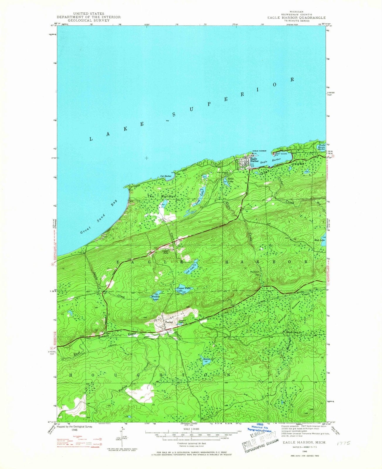 1946 Eagle Harbor, MI - Michigan - USGS Topographic Map