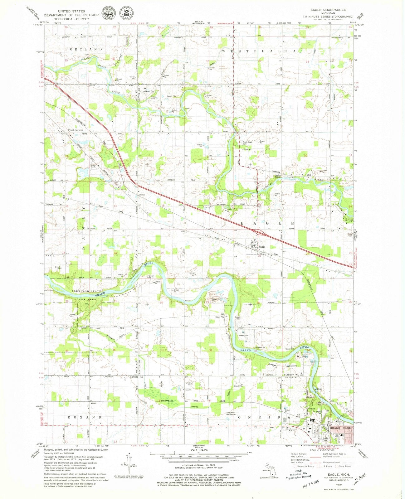 1978 Eagle, MI - Michigan - USGS Topographic Map