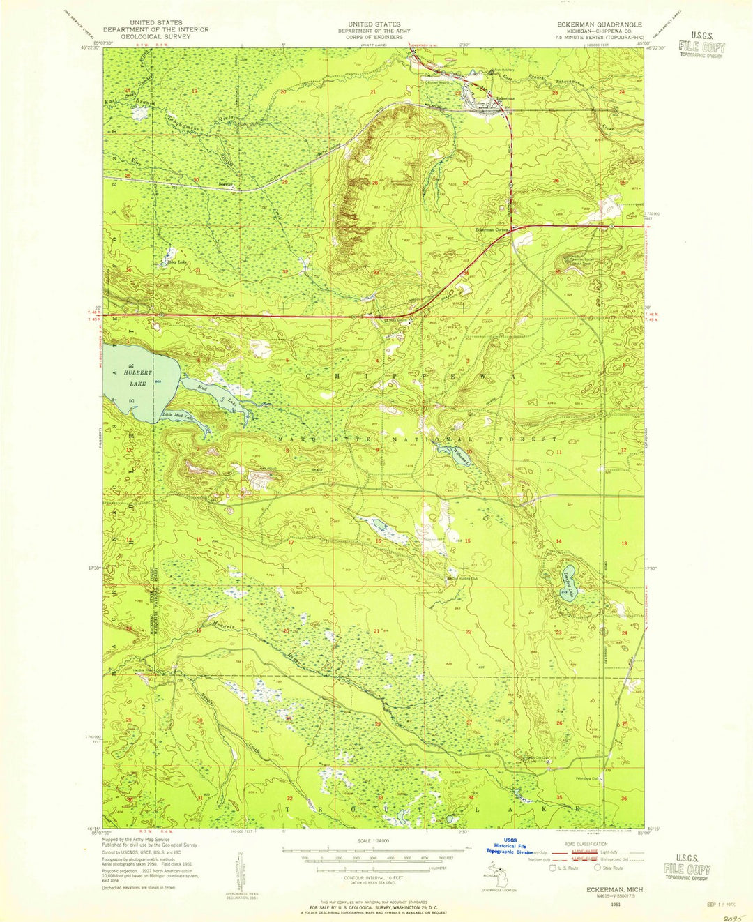 1951 Eckerman, MI - Michigan - USGS Topographic Map