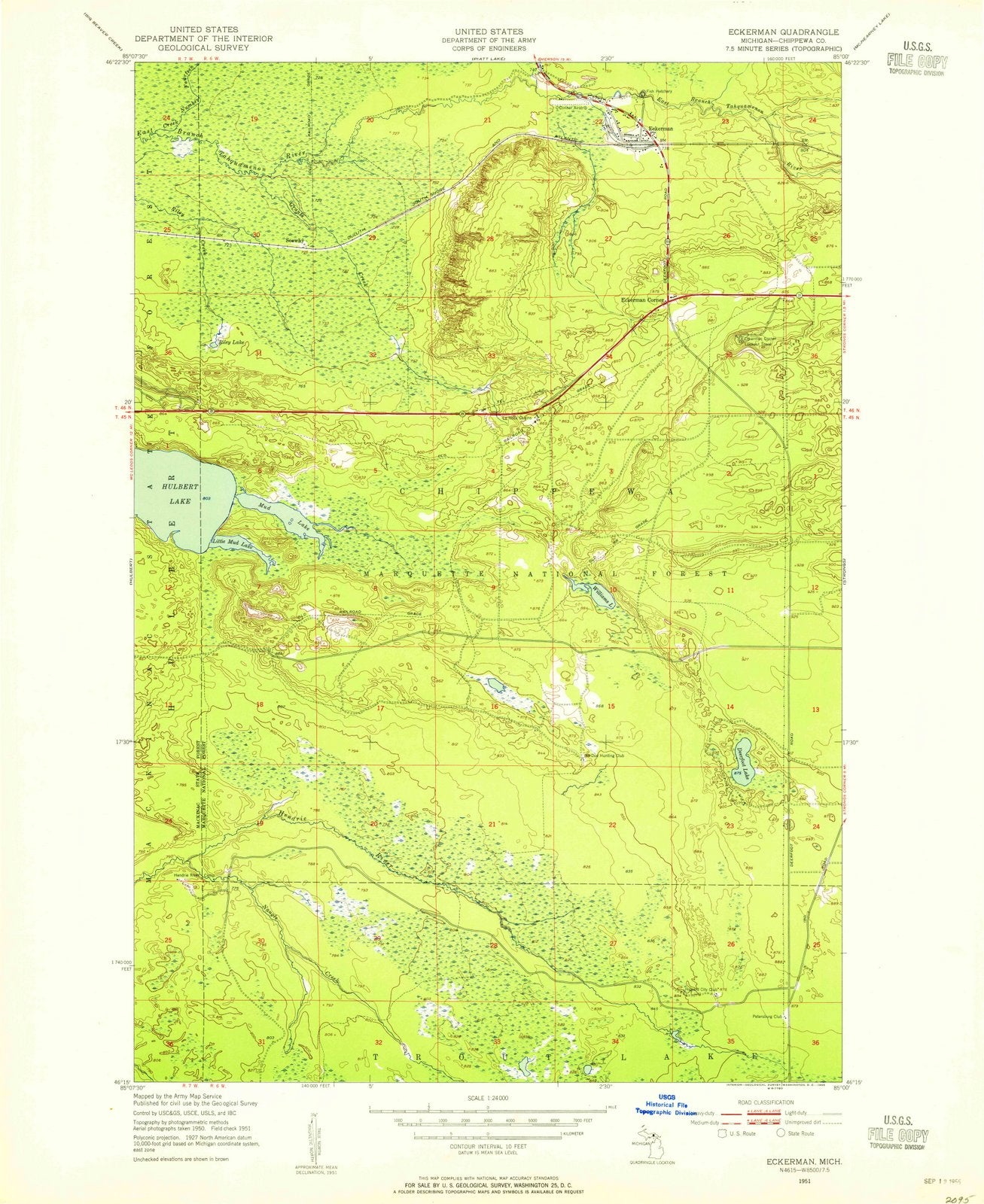 1951 Eckerman, MI - Michigan - USGS Topographic Map