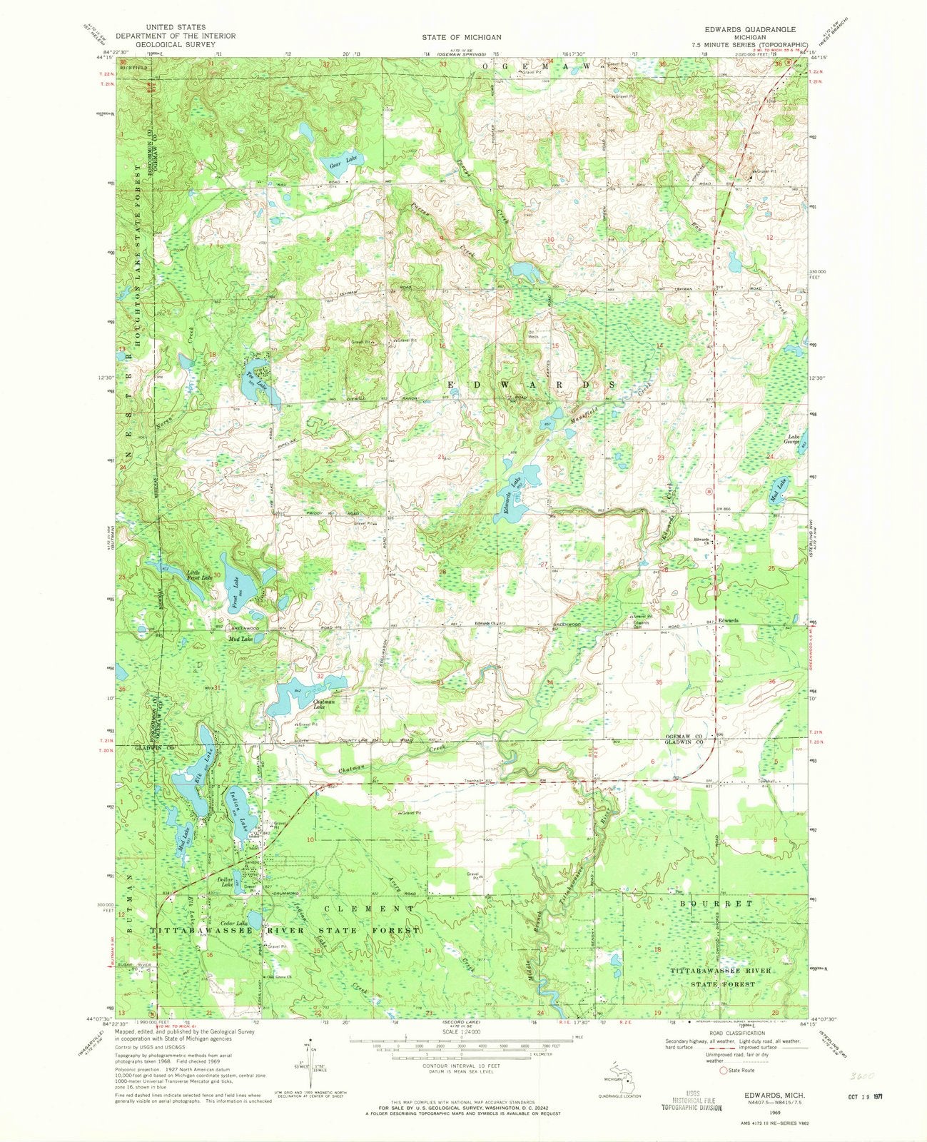 1969 Edwards, MI - Michigan - USGS Topographic Map