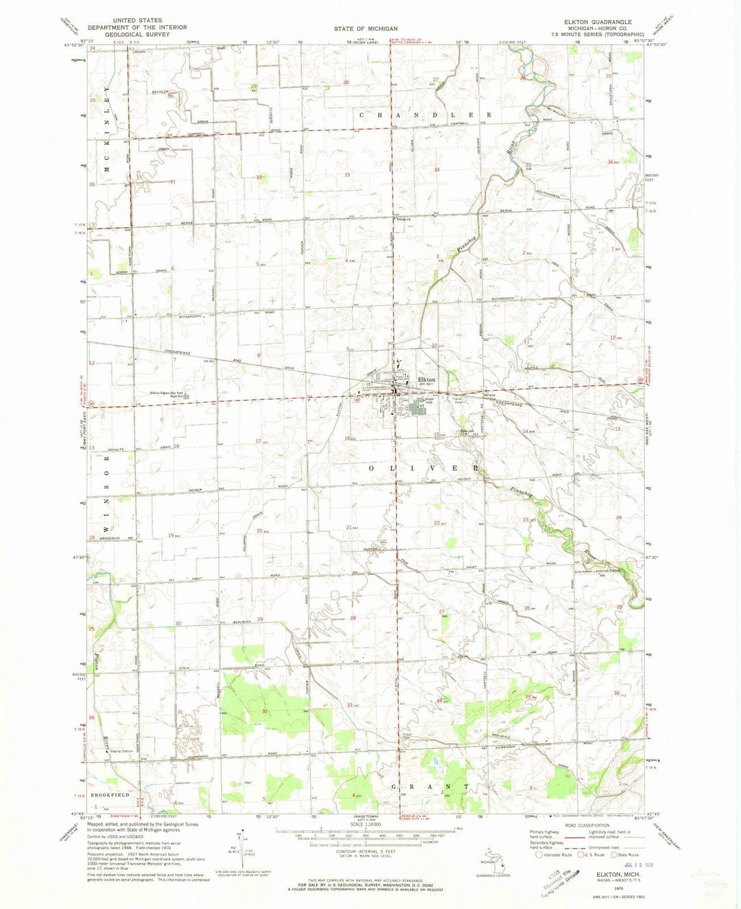 1970 Elkton, MI - Michigan - USGS Topographic Map