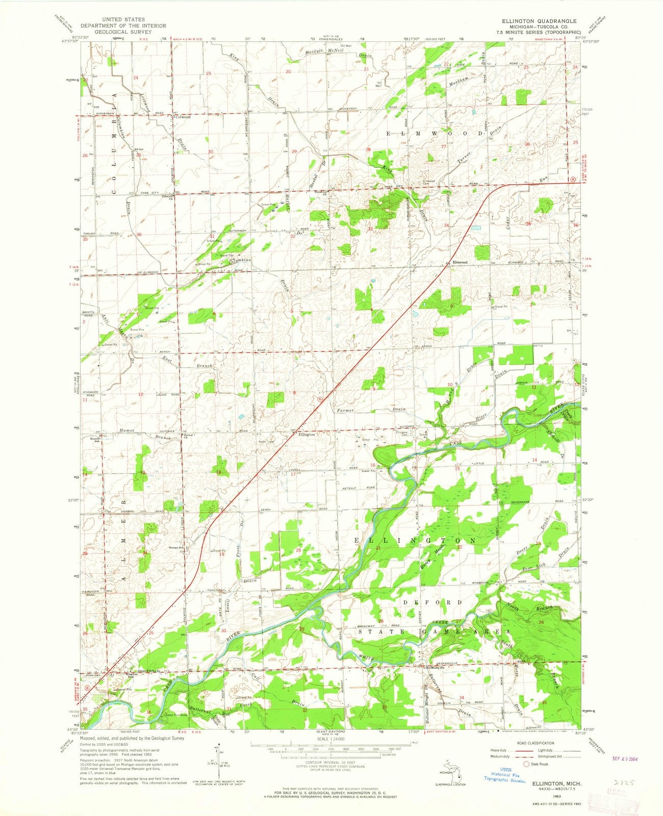 1963 Ellington, MI - Michigan - USGS Topographic Map