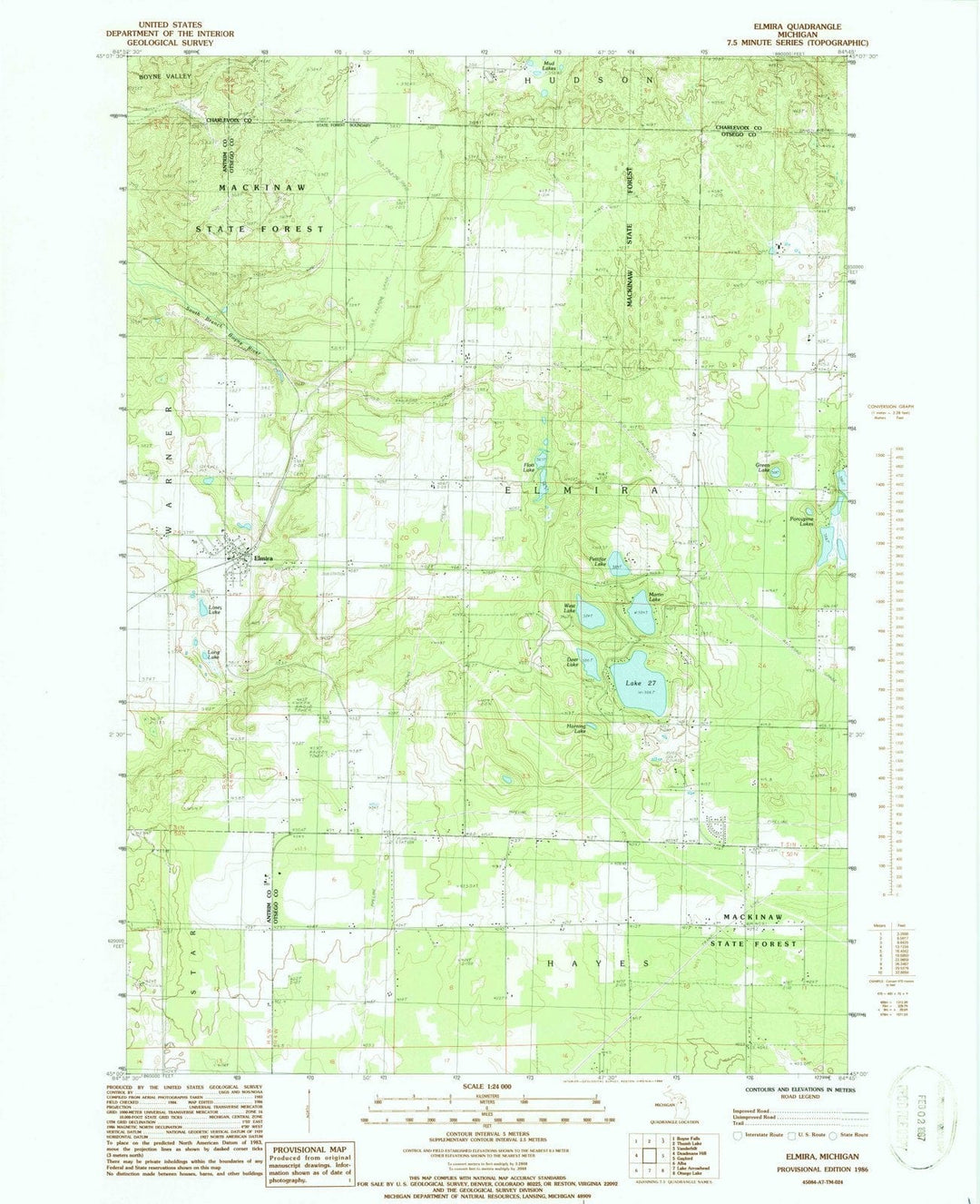 1986 Elmira, MI - Michigan - USGS Topographic Map