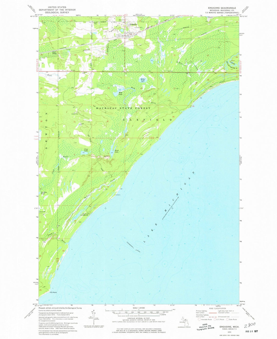 1973 Engadine, MI - Michigan - USGS Topographic Map