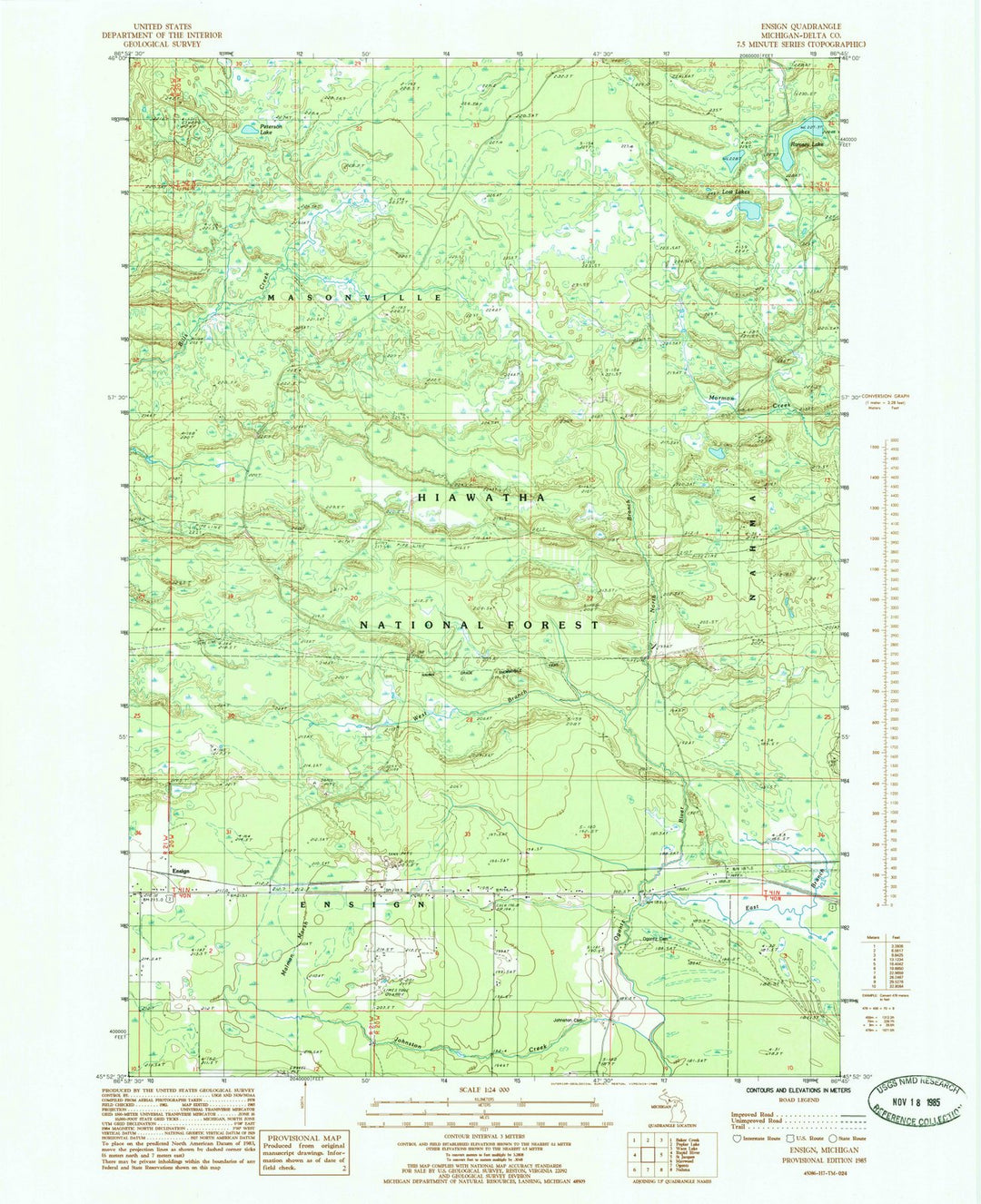 1985 Ensign, MI - Michigan - USGS Topographic Map