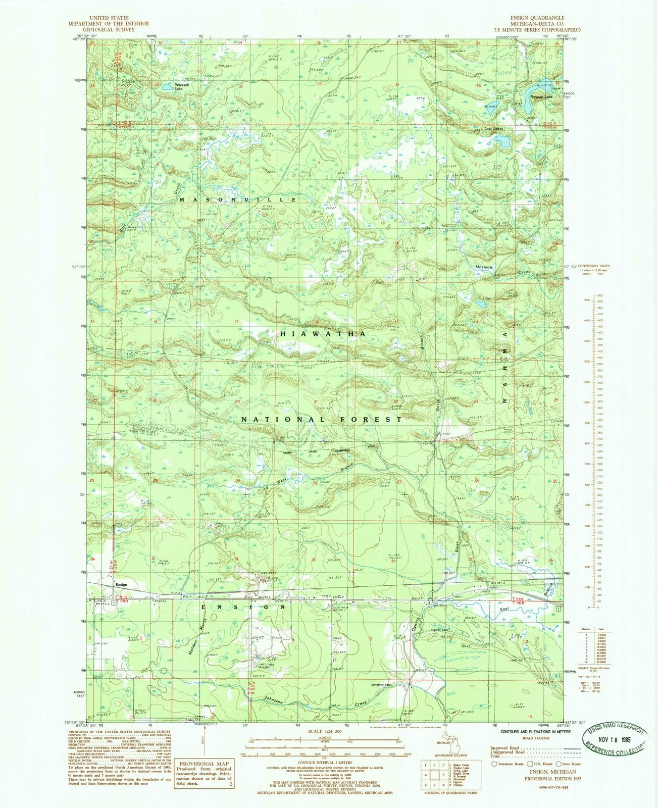 1985 Ensign, MI - Michigan - USGS Topographic Map