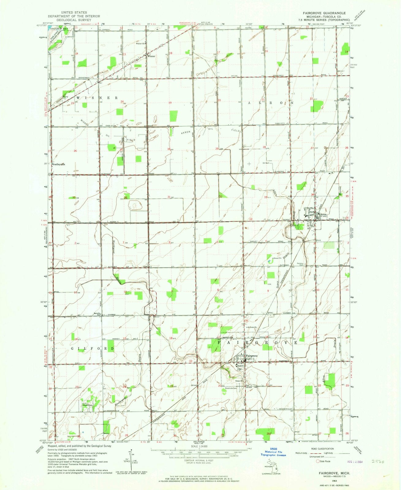 1963 Fairgrove, MI - Michigan - USGS Topographic Map