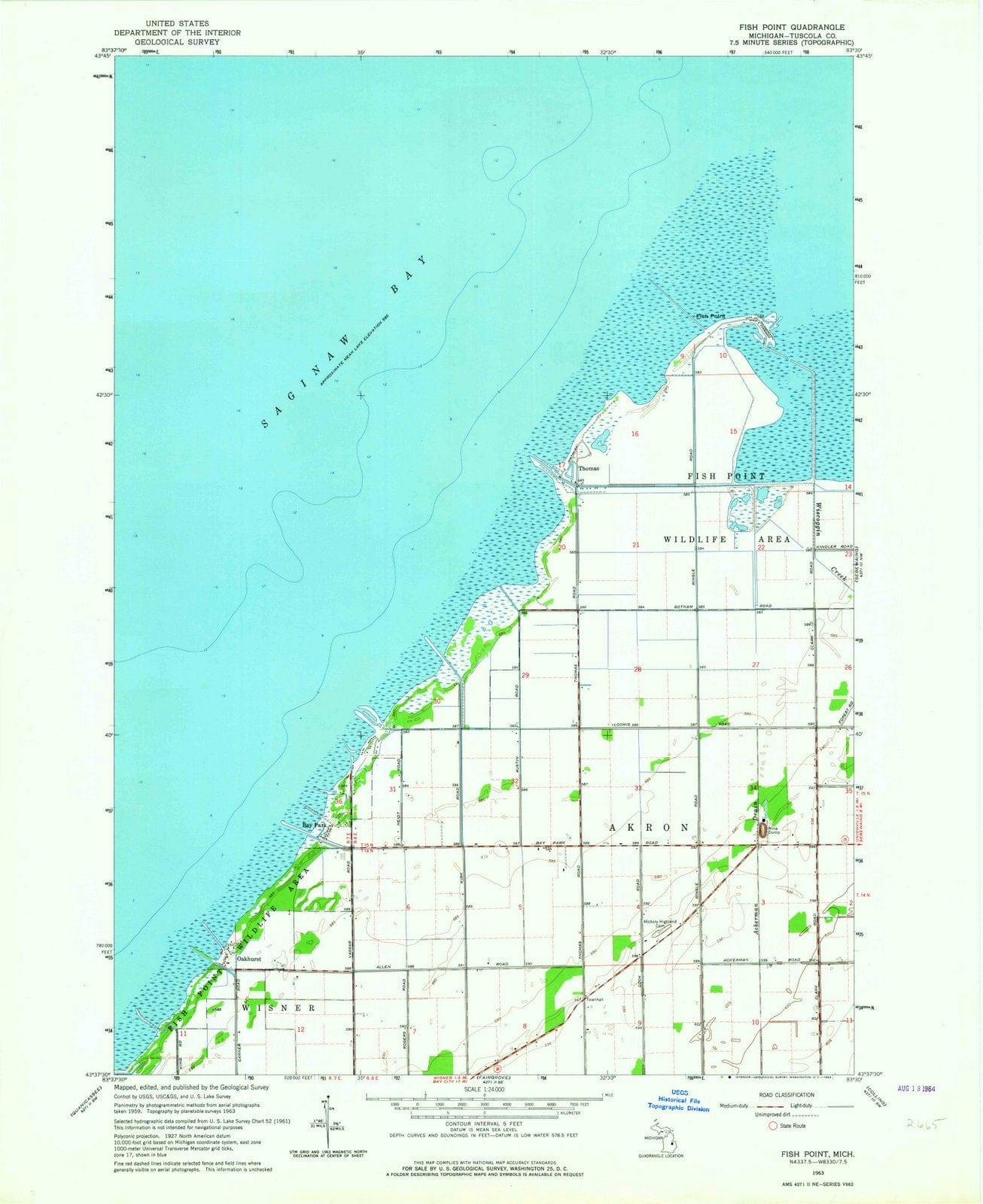 1963 Fish Point, MI - Michigan - USGS Topographic Map