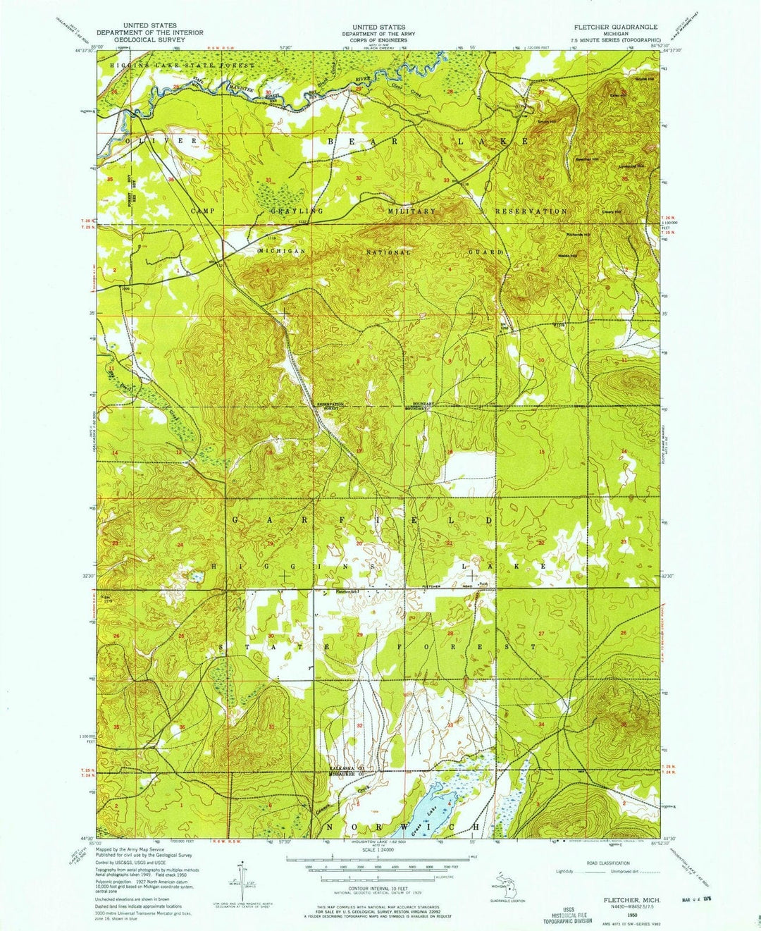 1950 Fletcher, MI - Michigan - USGS Topographic Map
